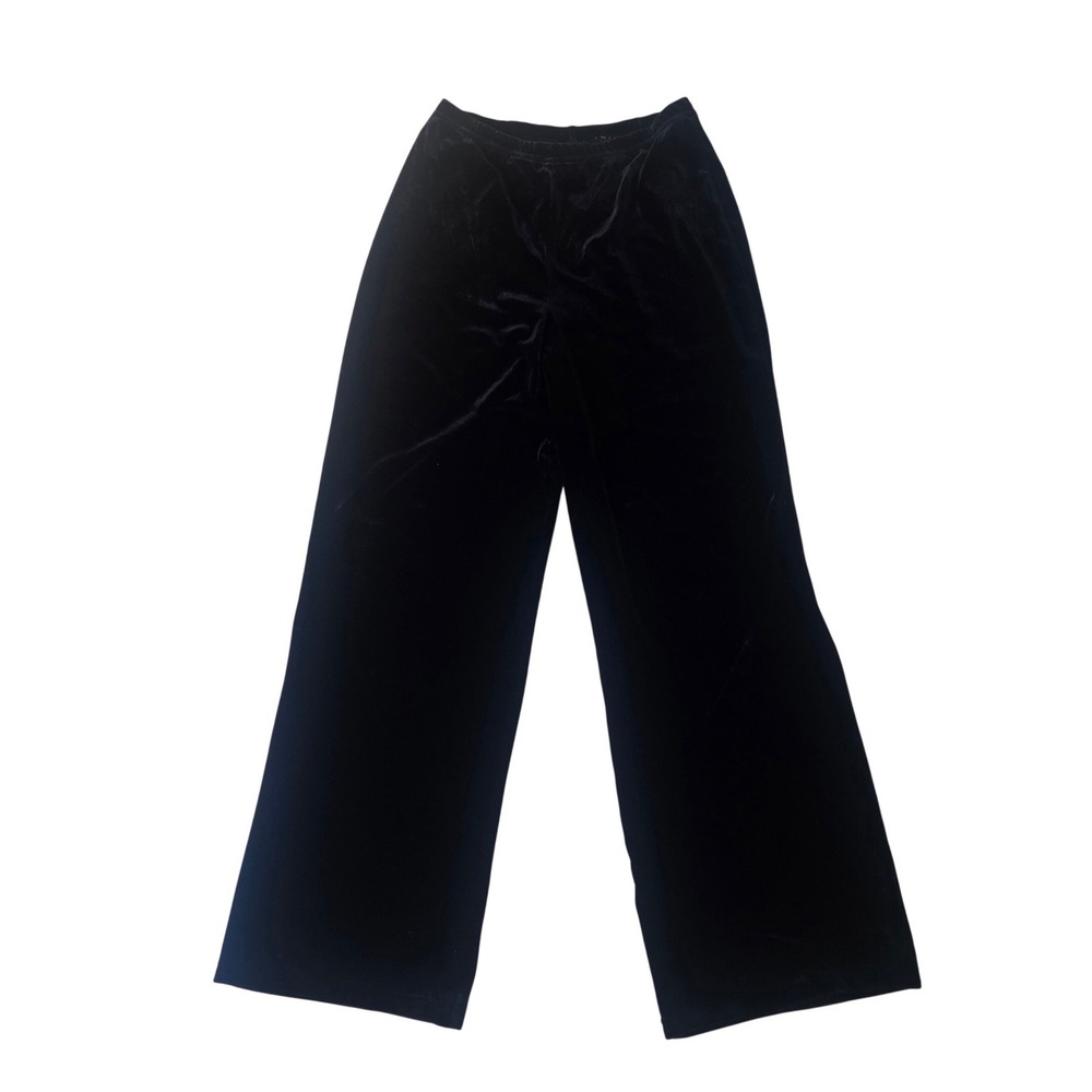 VTG‎ Veronique Young Black Velvet Wide Leg Pants 4 Whimsigoth Grunge Pull-On